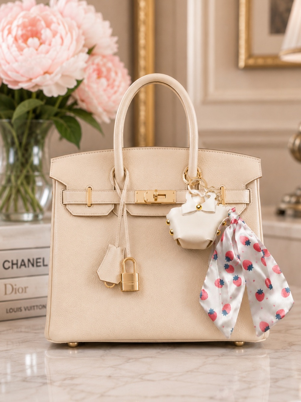 New Mini Bag with Heart & Bow Accents & Berry Mini Twilly Fun Whimsical Charming